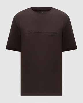 Brunello Cucinelli Dark brown T-shirt with embroidered inscription M0B138518