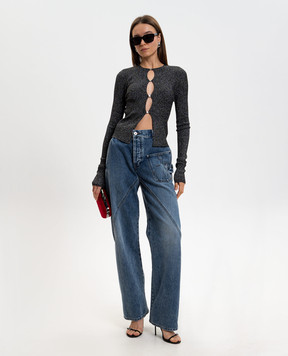 AMIRI Black ribbed cardigan with lurex AWTOKN1015