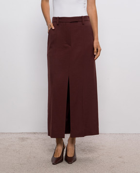 Brunello Cucinelli Burgundy wool midi skirt MP553G4074
