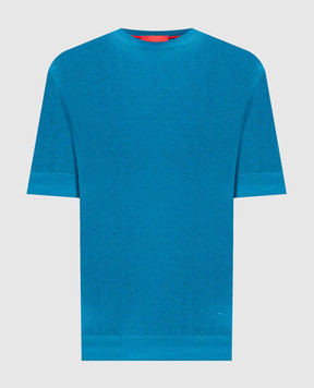 ISAIA Blue linen and silk T-shirt MG8362Y0508