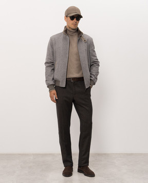 Stefano Ricci Gray cashmere jacket with fur trim M7J6300030C171HA