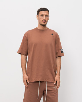 Comme des Fuckdown Brown T-shirt with embroidered emblem FMS6CFABM01981