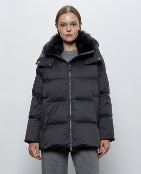 Yves Salomon Army Gray down jacket with fox fur 24WFM01576U06W