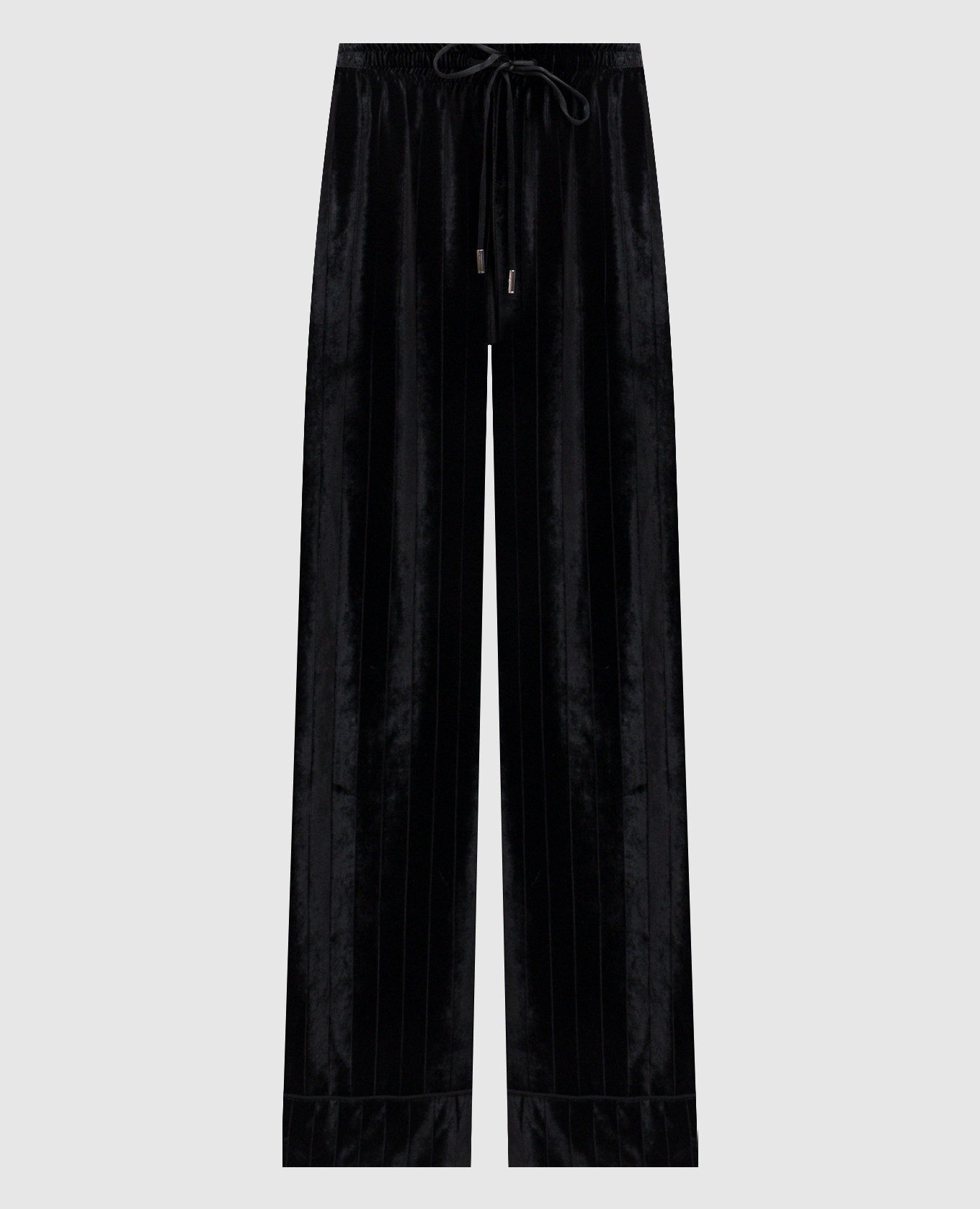 Black velvet pants with silk