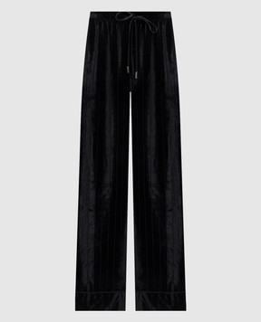 Ermanno Scervino Black velvet pants with silk D492P301XTC