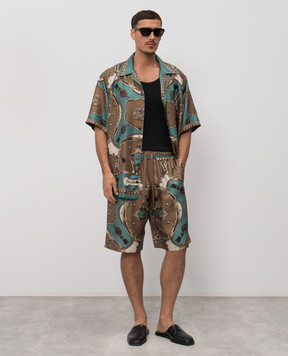 Dolce&Gabbana Silk shorts with branded print GV37ATHI12C