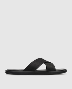 Doucal's Black leather flip-flops DU2859MYKOUF249