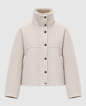 Brunello Cucinelli Ivory wool and cashmere jacket with fur trim MD5327555