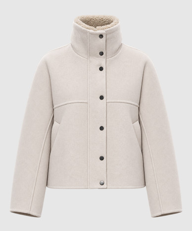Ivory wool and cashmere jacket with fur trim