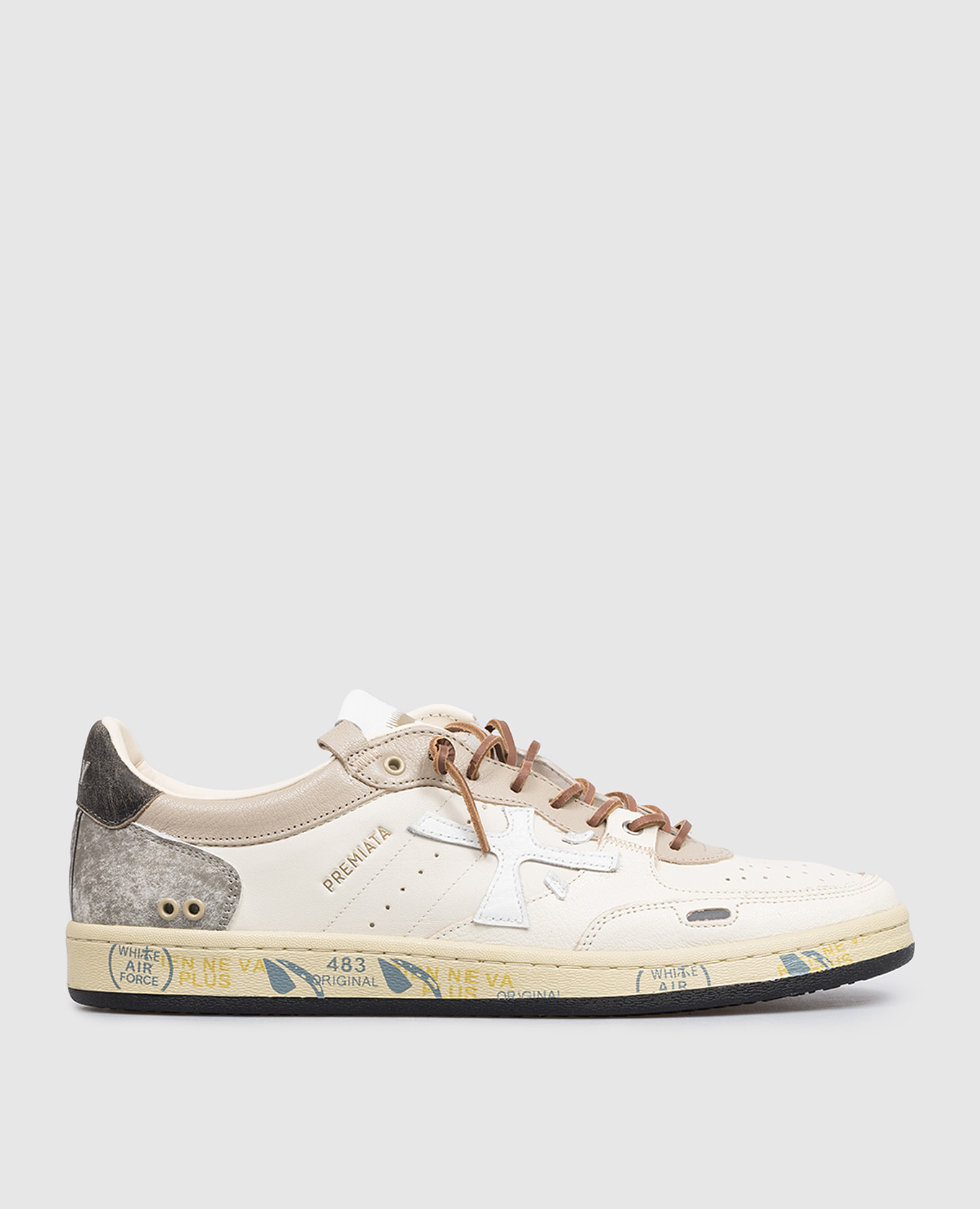 

Beige leather sneakers BSKT CLAY Premiata