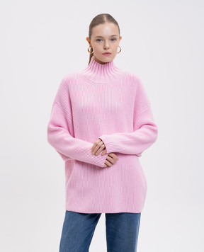 Twinset Pink wool sweater with logo 252AT3140