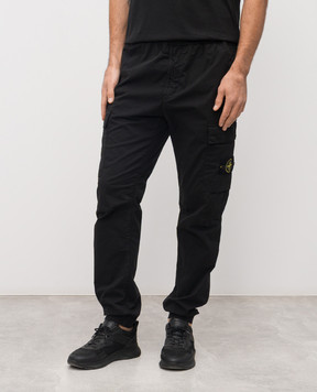 Stone Island Black joggers with logo patch L1S153100031S0A10
