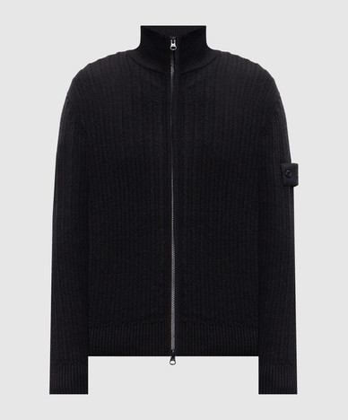 Blue wool and cashmere cardigan