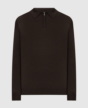 Castangia dal 1850 Dark brown wool and silk polo shirt CS5304