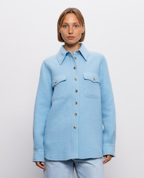 Gabriela Hearst John Austin blue cashmere shirt jacket 4261151C087