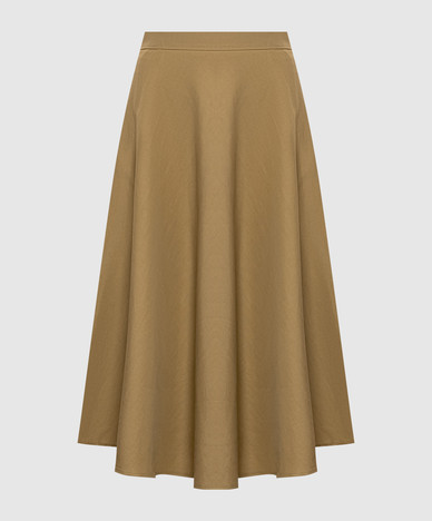 Khaki linen and silk skirt