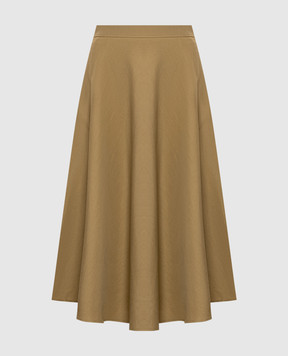 Max Mara Khaki linen and silk skirt MXMGOLF