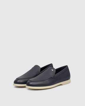 Stefano Ricci Blue leather loafers with emblem UC64G2428MR