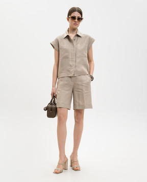 Peserico Beige linen shirt with short sleeves S0316602606