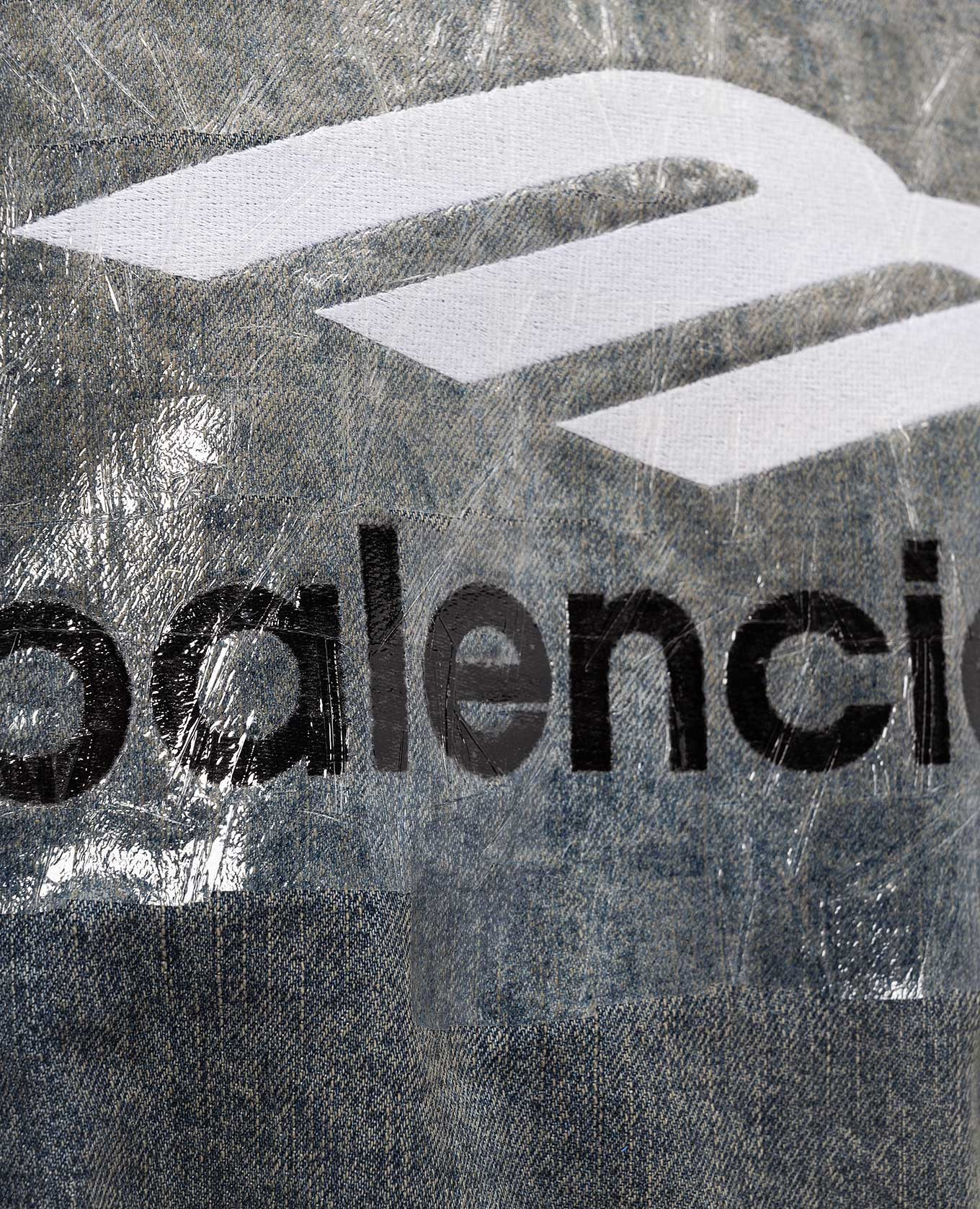 Blue denim insulated bomber jacket with vintage effect Balenciaga 5