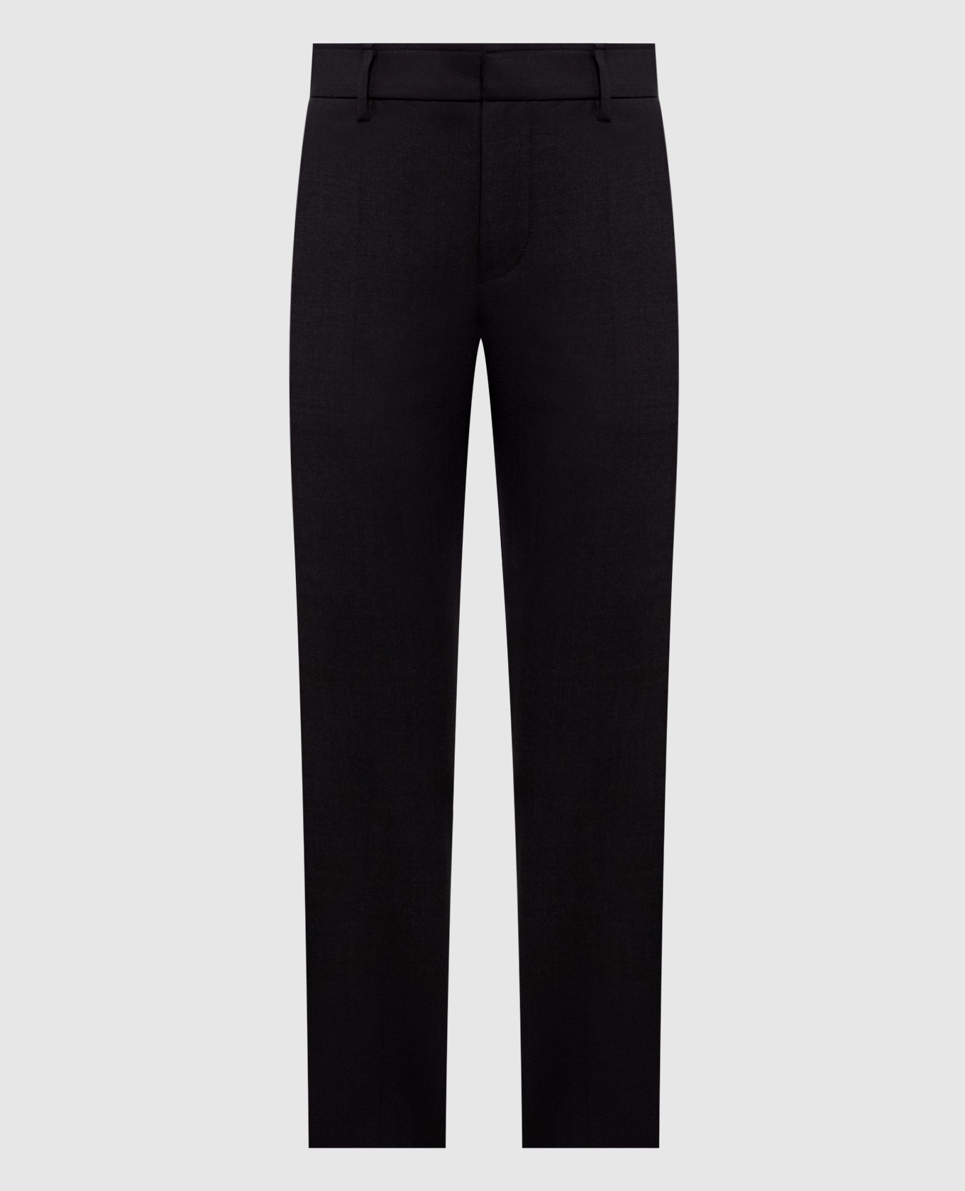 Gray wool pants with a monil chain