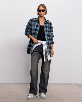 Off-White Blue checked shirt jacket 2FG00659T