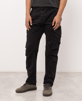 C.P. Company Black cargo pants with patch MPA730A005529G
