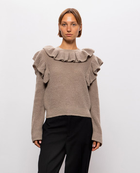 Twinset Brown sweater with ruffles 262TT3200