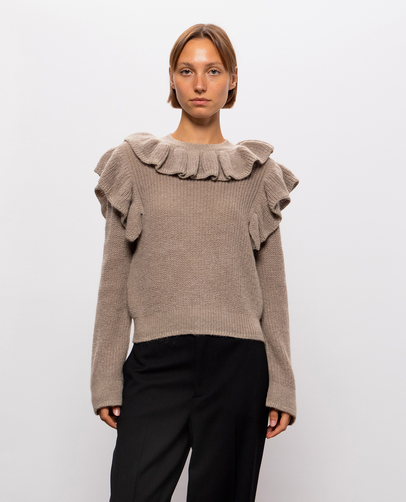 Brown sweater with ruffles Twinset 3