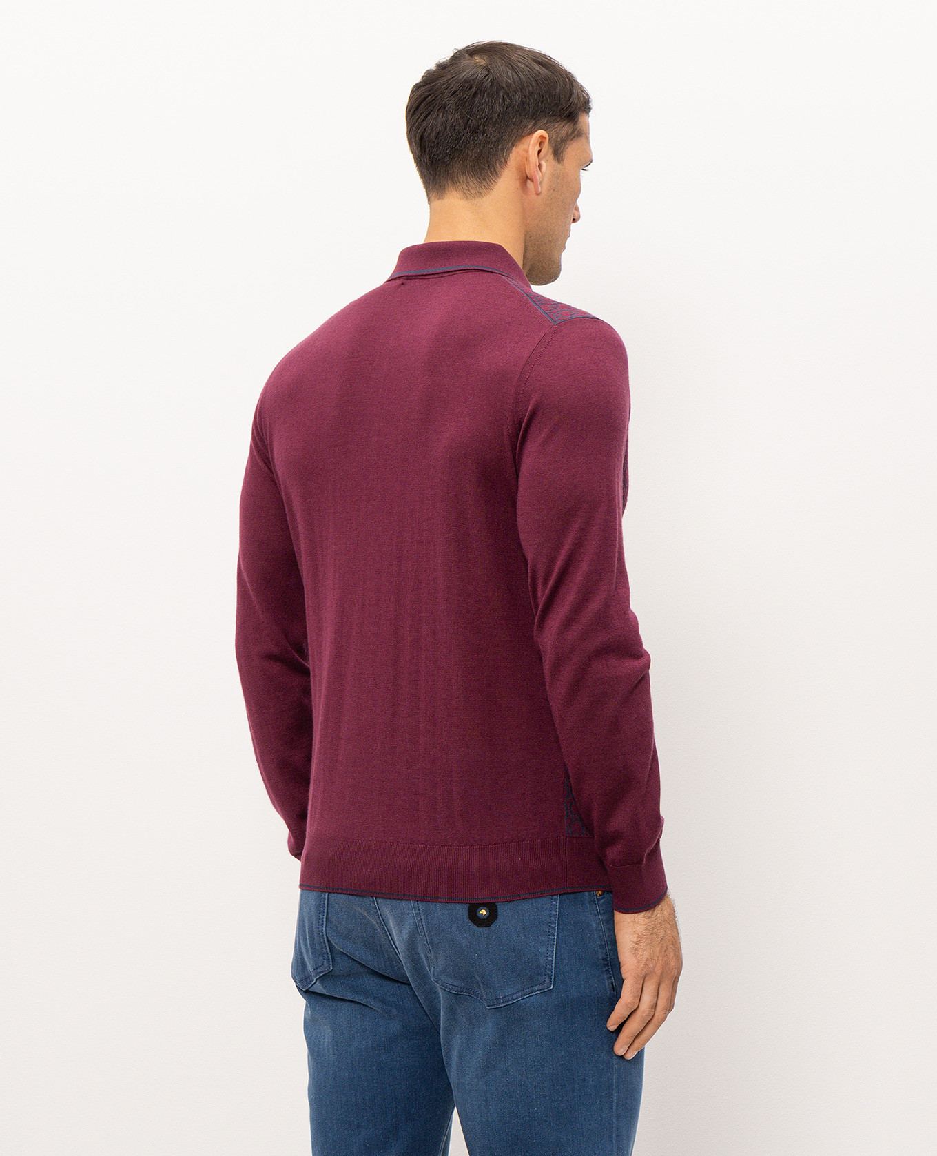 Burgundy cashmere and silk polo shirt Stefano Ricci 4