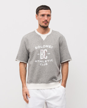 Brunello Cucinelli Grey melange printed T-shirt MR8313378G