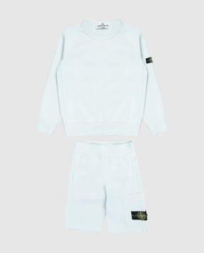 Stone Island Children's blue sweatshirt and shorts suit L1S166300001S004068