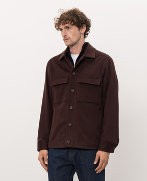 Peserico Burgundy wool and cashmere shirt jacket R52255D00172