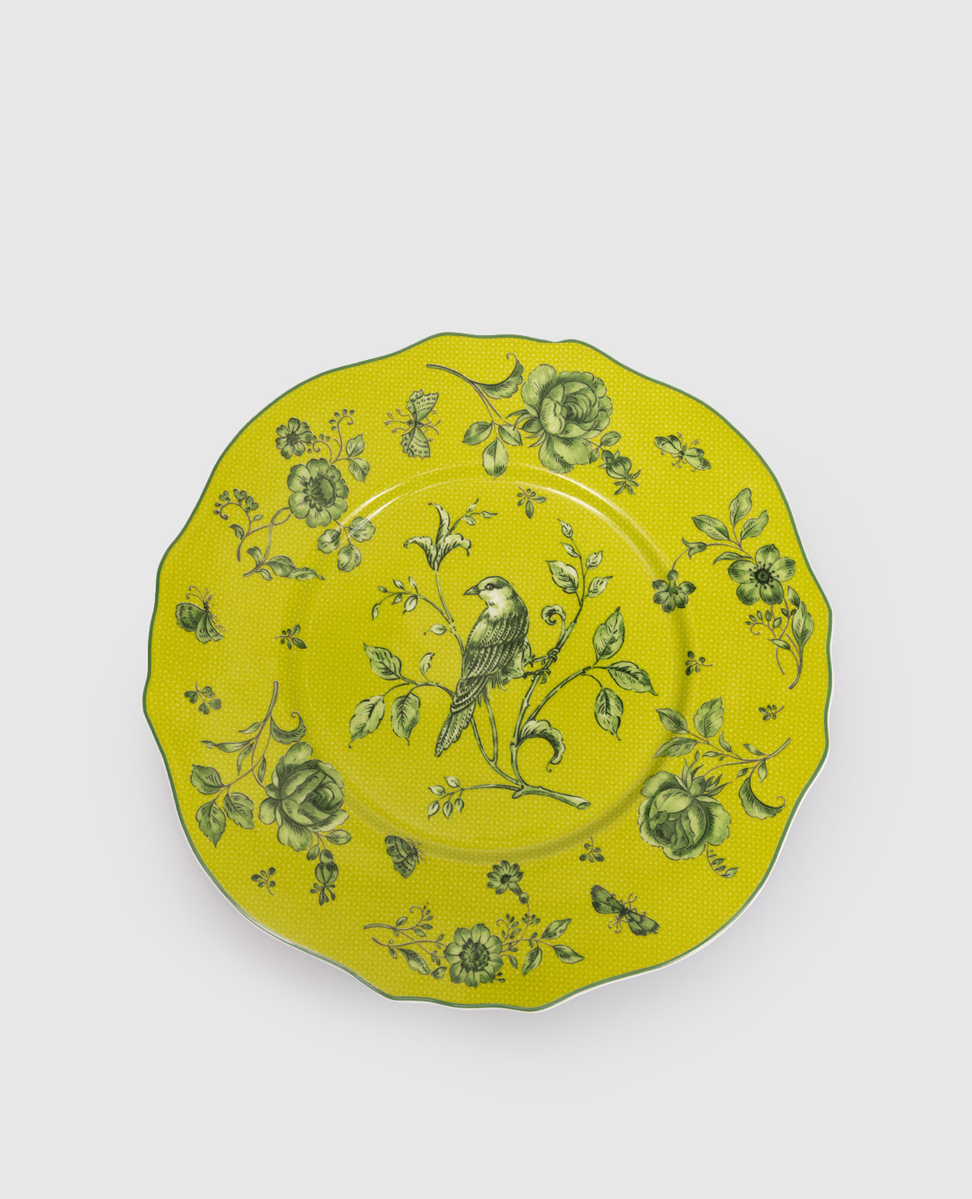 

Green porcelain serving plate Rosa Rosae Geminiano Cozzi 1765