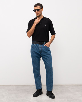 Balmain Black polo with emblem pattern GH1GB044KJ53
