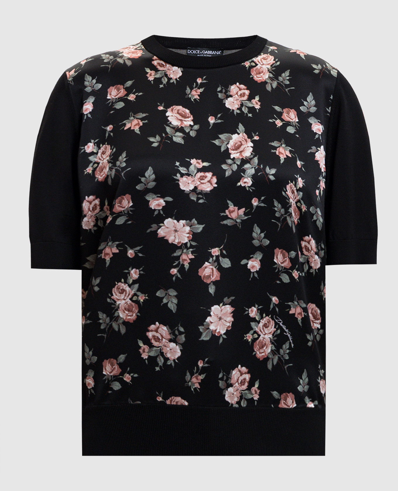

Black floral silk top Dolce&Gabbana