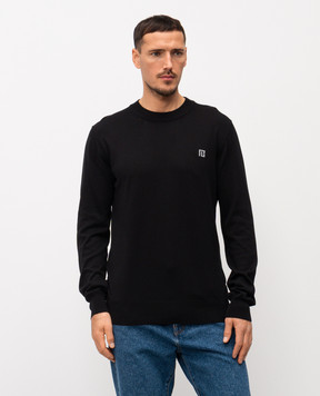 Balmain Black sweater with silk GH1KD000KJ53