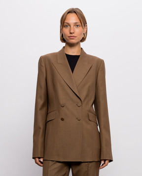 Gabriela Hearst Angela brown double-breasted wool and silk jacket 4265113W180