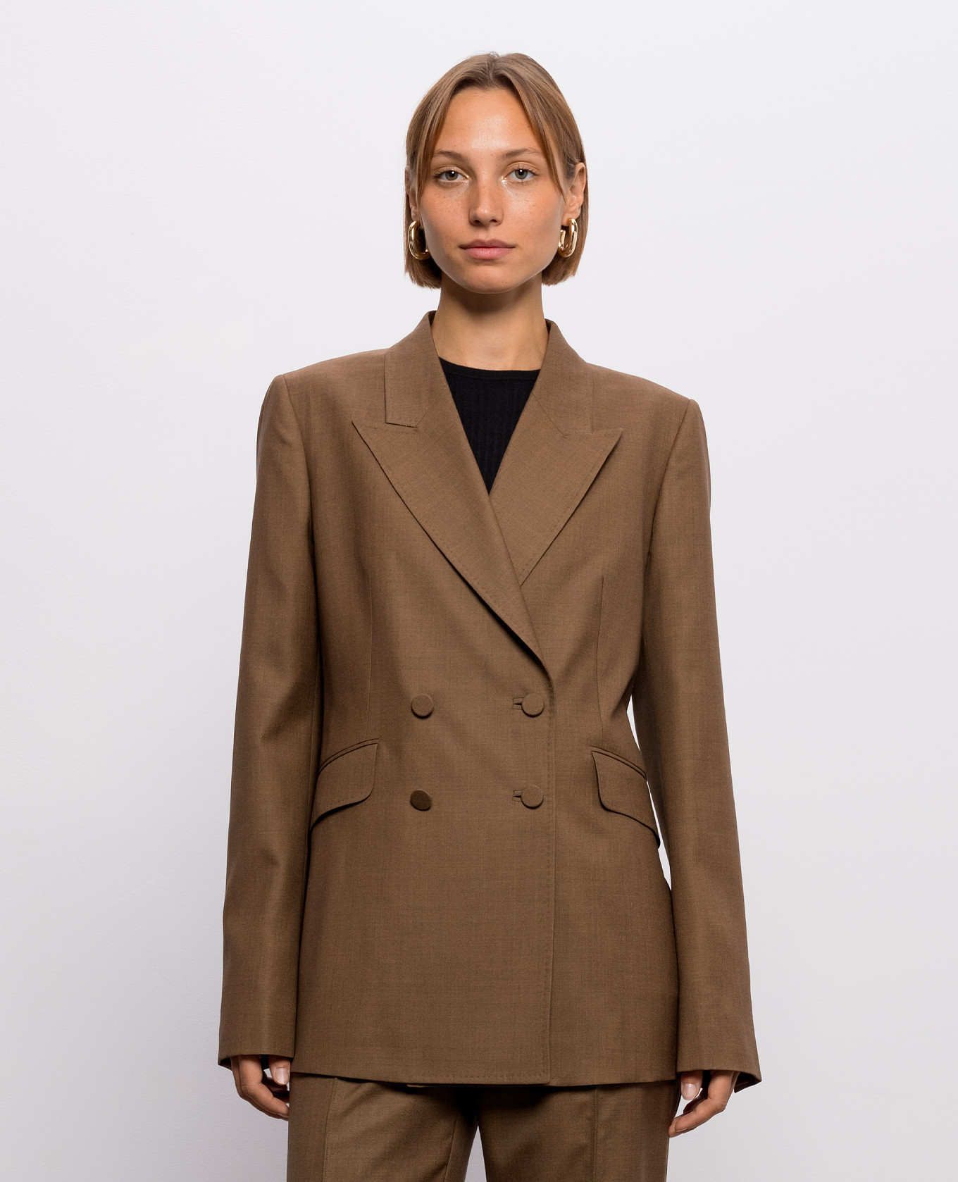 Angela brown double-breasted wool and silk jacket Gabriela Hearst 3