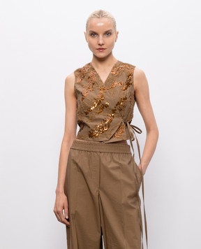 Brunello Cucinelli Brown vest with sequins M0F79HD906