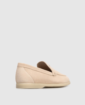 Stefano Ricci Beige suede loafers with emblem UC64G2287SDP