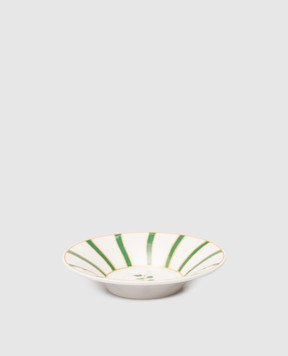 Geminiano Cozzi 1765 White porcelain saucer for coffee cup Striche Verdi e Oro TTCMI069036