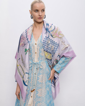 MANTERO 1902 The Greenhouse Memories Purple Silk Scarf 0902F0630157426