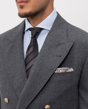 Brunello Cucinelli Gray striped silk tie MR8460018P