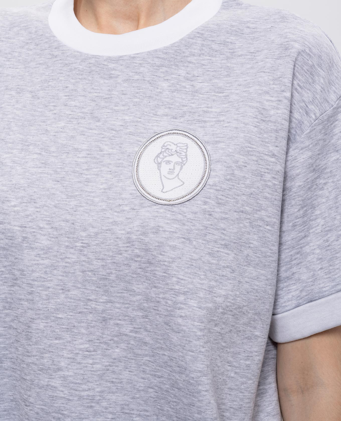 Grey melange T-shirt with logo patch Peserico 5