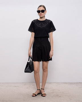 Twinset Black linen shorts 261TF2026