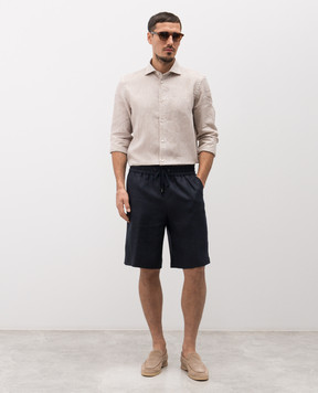 Peserico Blue linen shorts with logo R54235D02606