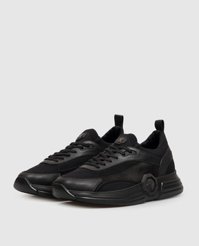 Stefano Ricci Black combination sneakers with textured monogram logo UG27G6716TMRSDW