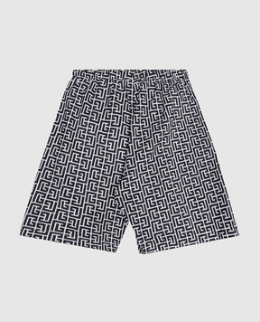 Balmain Children's black swim shorts with branded print BYCP39Z3782410
