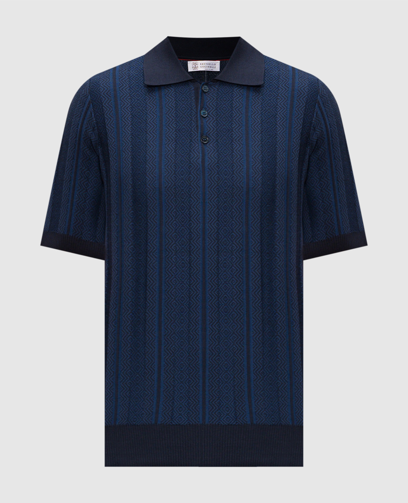 Blue polo shirt with pattern